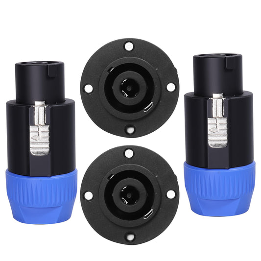HBU 2 Sets (4 Packs) 8 Pole Speakon Connector Kit - 2pcs 8 Pin Speak-ON Connectors and 2pcs Panel Mount Chassis Socket Adapter for NL8FC, NL8FX