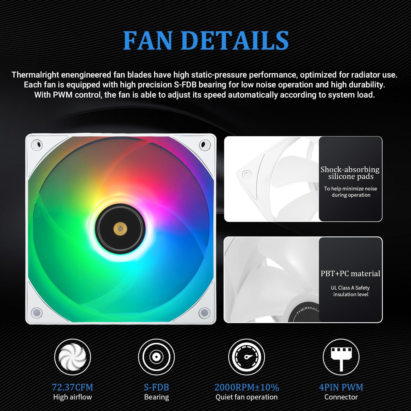 Thermalright Frozen Notte 240 WHITE ARGB Water Cooling CPU Cooler, 240 White CPU Cooler Specifications, Double PWM Fans, S-FDB V2 Bearings, Suitable
