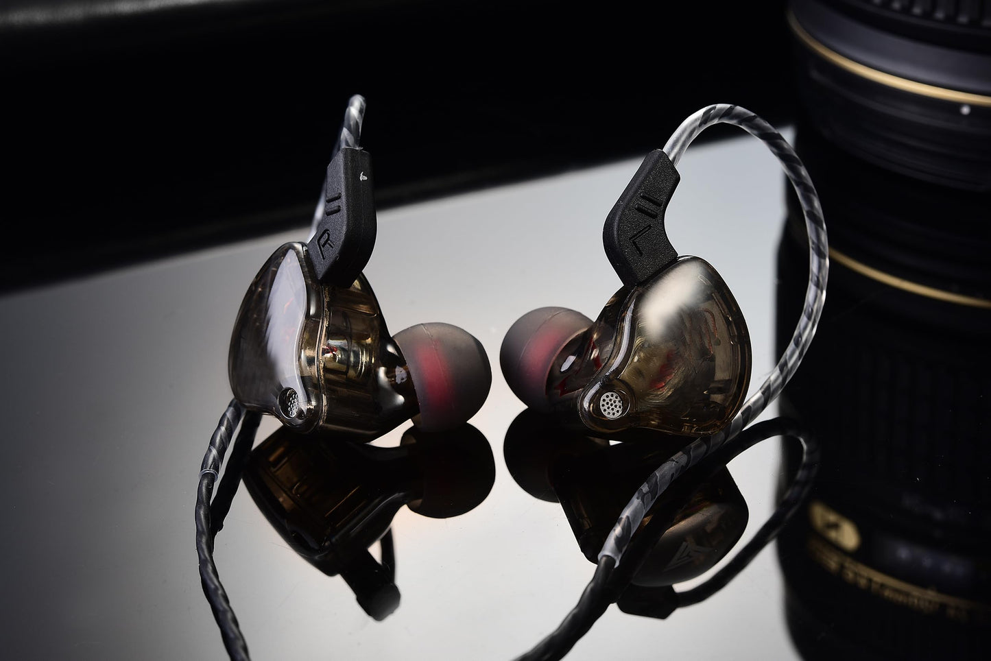 DUCK DANCE in Ear Wired Headphones, IEM Earbuds with Microphone No Wireless Technology Hi Fi Heavy Bass 3.5mm Jack (Modern, Transparent Black)