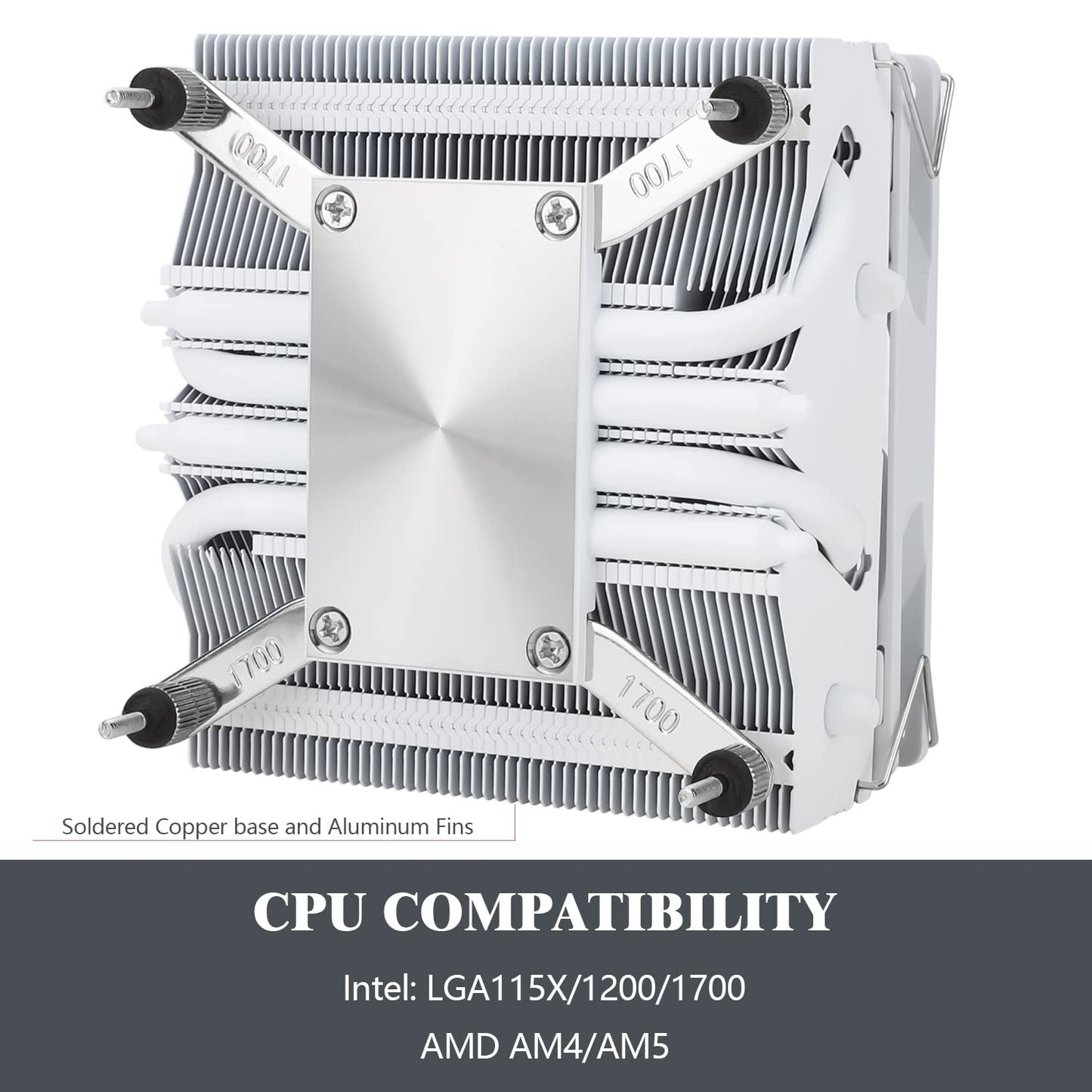 Thermalright AXP90-X53 White Low Profile ITX CPU Air Cooler, 53mm Height, TL-9015W Slim PWM Fan Low Noise 22.4dba, Silent ITX CPU Cooler, 2700RPM,for