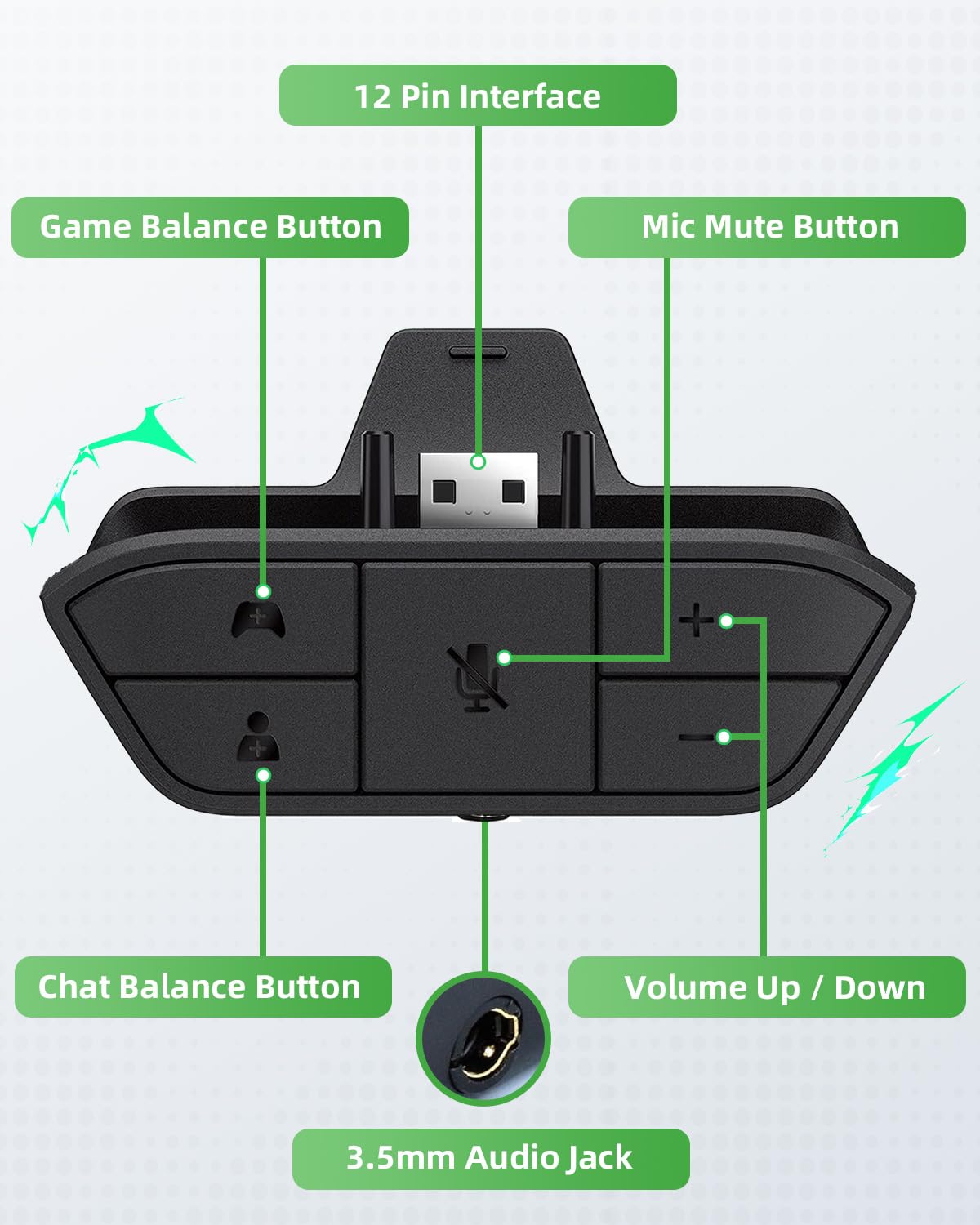 OLCLSS Stereo Headset Adapter for Xbox One - Adjust Audio Balance (model 2)
