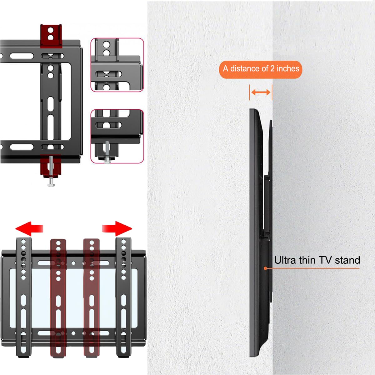 Wall Mount TV Monitor Bracket with Tilts and Extends for Most 14-42 Inch LED LCD OLED Screens,75 100 200 VESA Compatible,Max 40lb Capacity (14"-42")