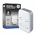 GE All-in-One Surge Protector Wall Tap, 8 Outlets (4 Grounded + 4 Polarized), 2 USB-C & 1 USB-A, 15W Shared, 1140J, Circuit Breaker, ETL Certified