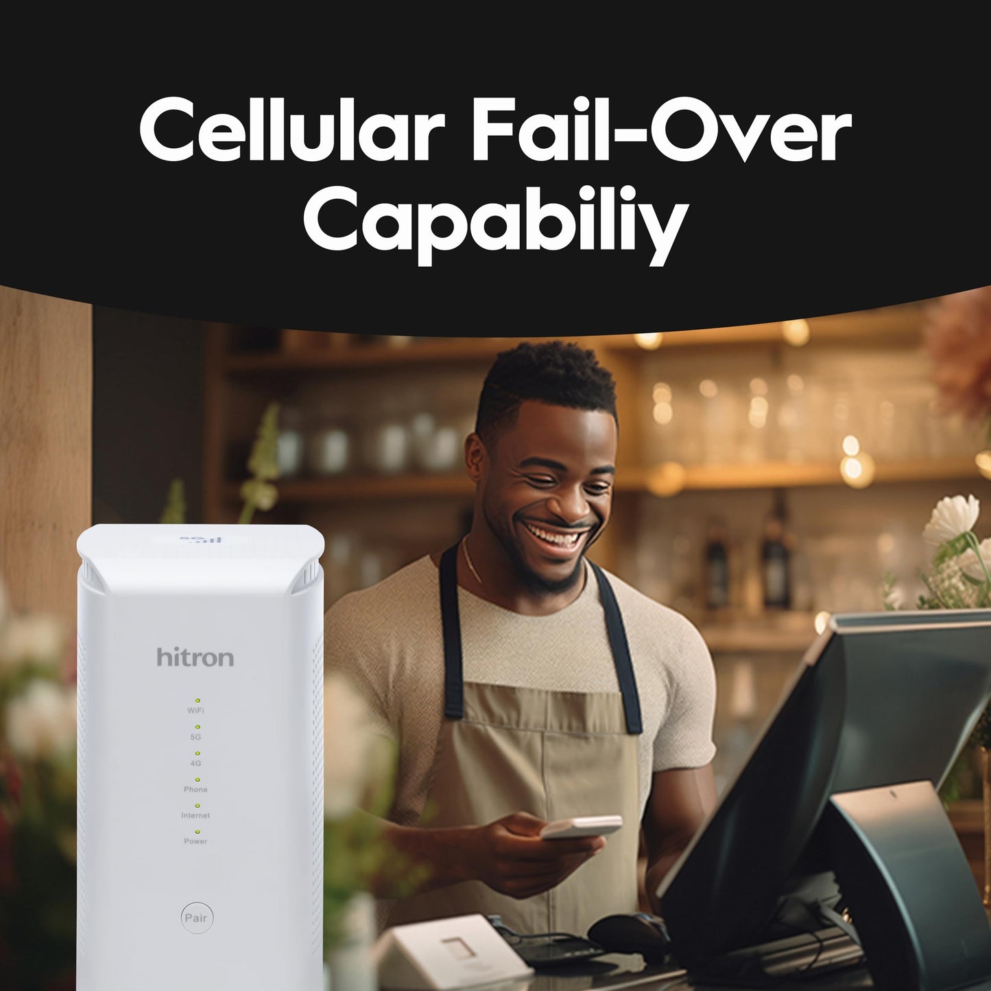 Hitron D60 5G Cellular Router with Sim Card Slot | AX3000 WiFi 6 Router with Mesh WiFi | Certified with T-Mobile, AT&T, US Cellular | Nano SIM, eSIM