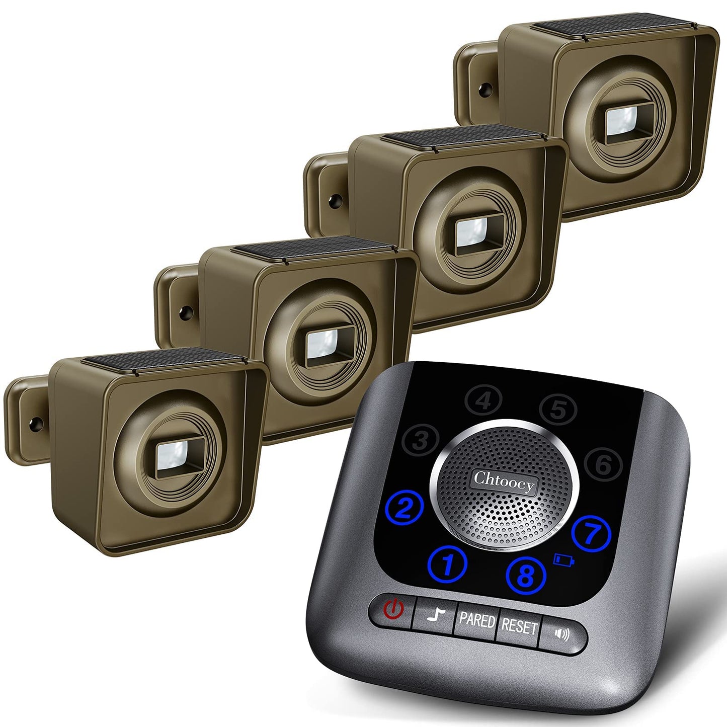 Chtoocy Solar Driveway Alarm Wireless Outside 1/2 Mile Long Range, 3 Sensitivity & Weatherproof for Outdoor/Indoor Property Security Alarm
