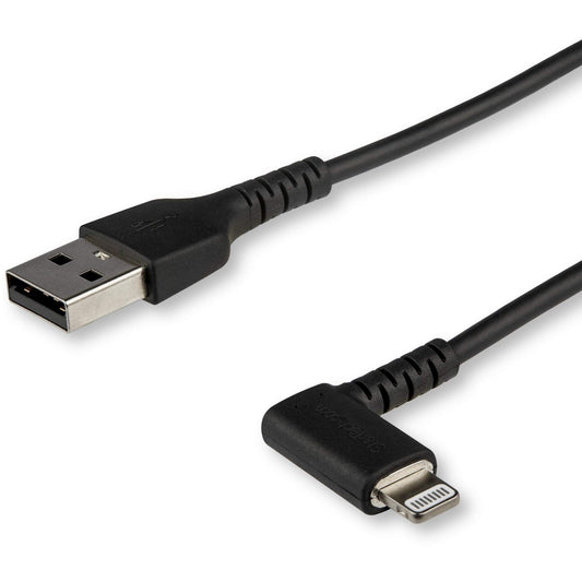 StarTech 6.5ft/2m Angled USB-A to Lightning Cable, Black (RUSBLTMM2MBR)