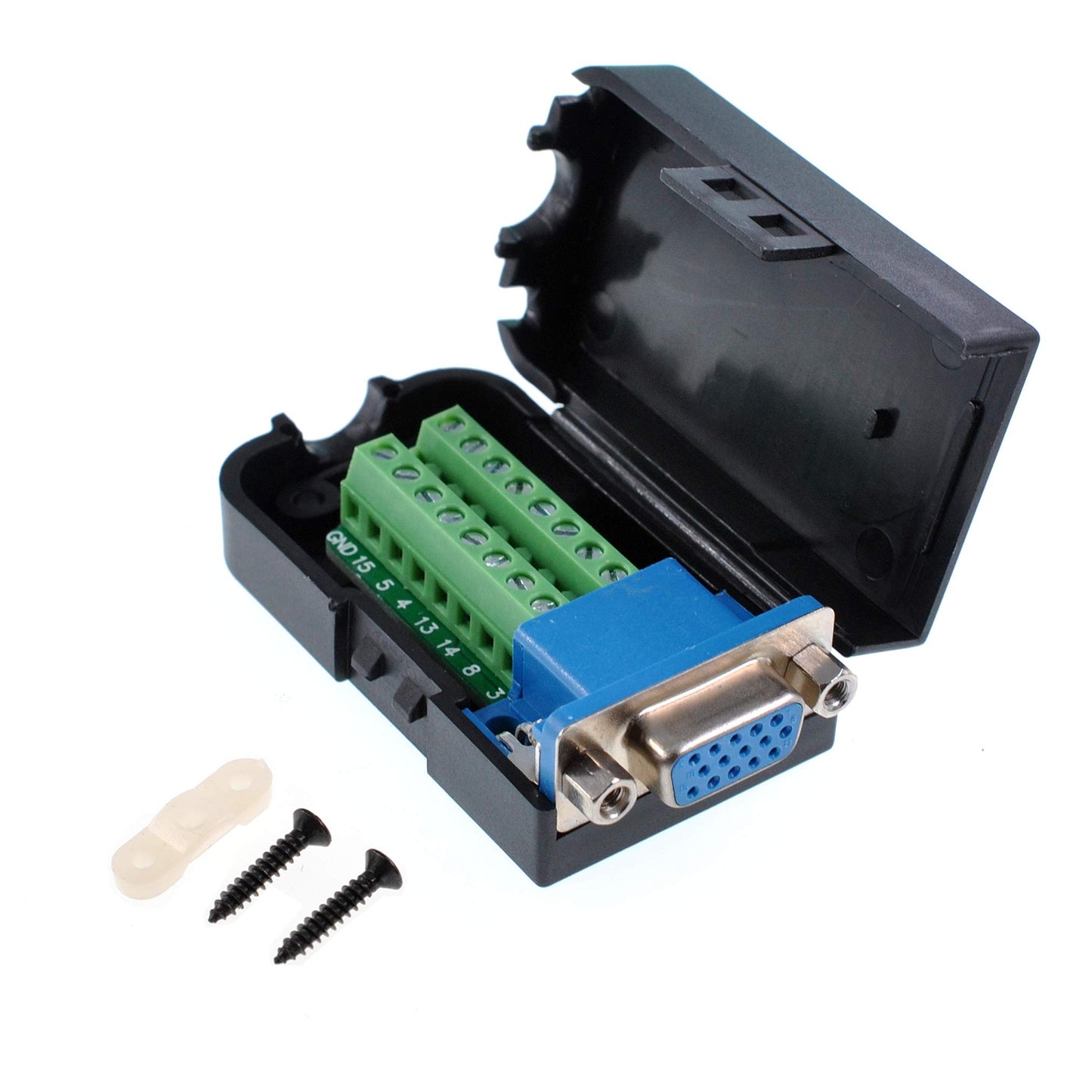 GANASOME DB15 VGA Female Connector Adaptor with Nut Terminal Breakout Board - Enhanced Protection and Easy Wiring