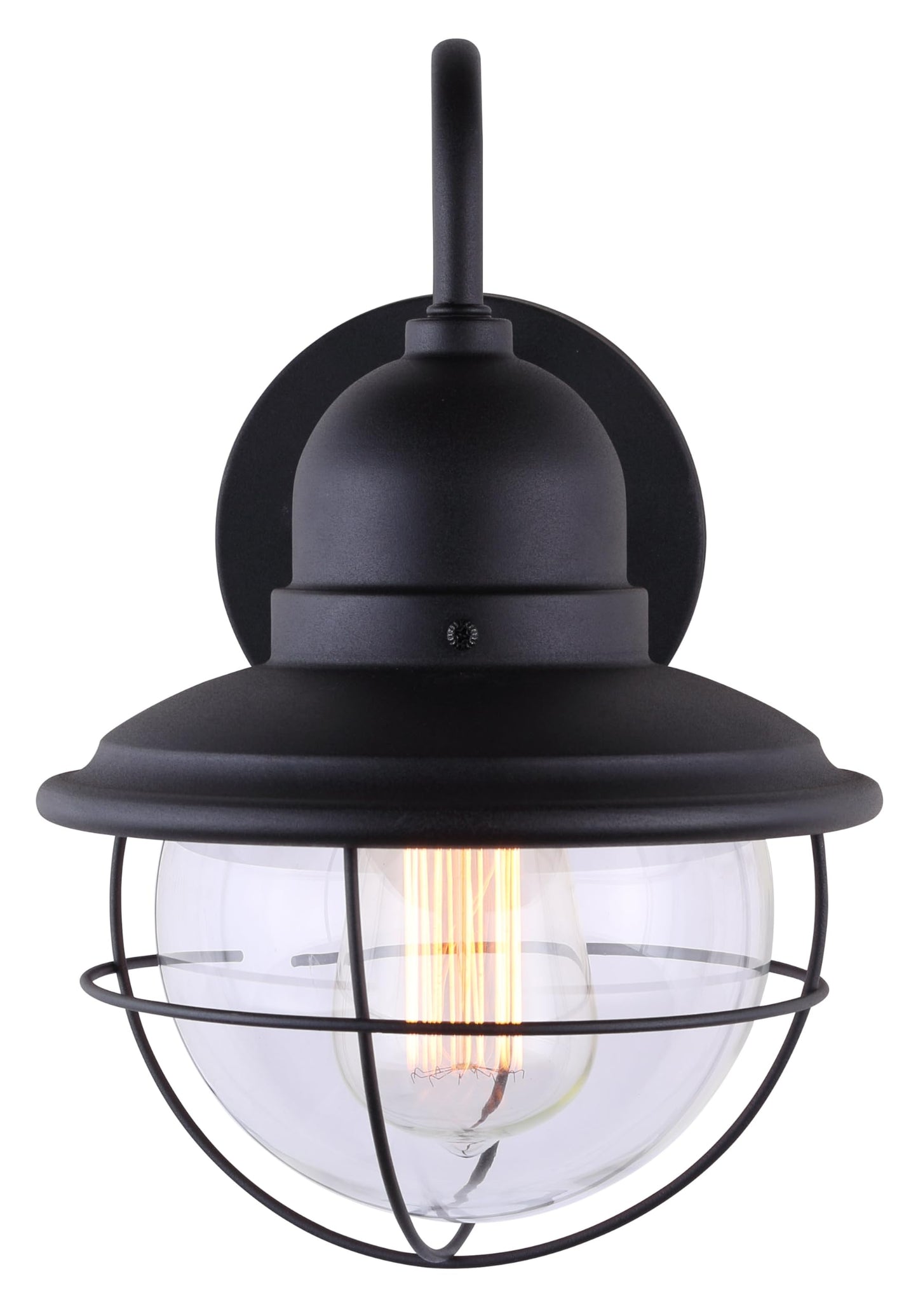 Canarm 1 -Light Oudoor Lantern, Black Finish Wall Mounted with Clear Glass and Wire Cage Shade, Durable Outdoor Lighting for Porch, Entryway, Patio or