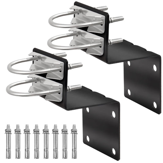 XRDS-RF Antenna Mount Kits - Black-Coated Pole Mount Bracket with Double U-Bolts Clamp V Jaw Bracket for Outside Home Antenna Holder - 2 Sets