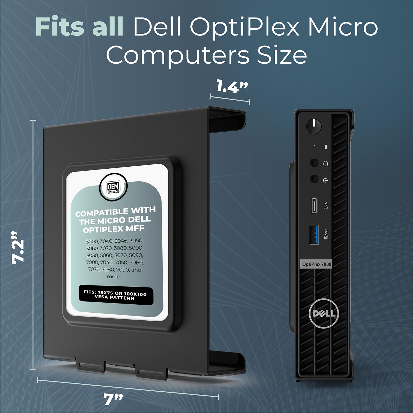 HumanCentric Mount Compatible with Dell OptiPlex Micro Form Factor Case, VESA, Under Desk and Wall Mount Fits MFF 3040, 3046, 3050, 3060, 3070, 3080