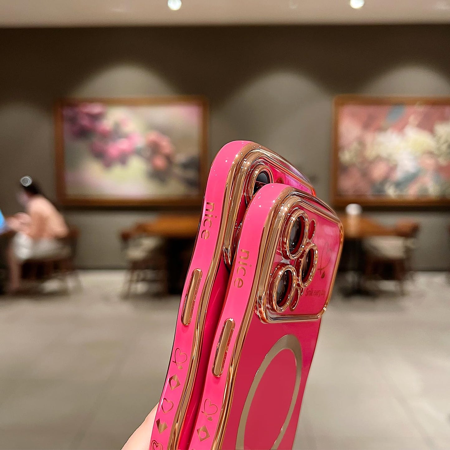 ZONRW for iPhone 15 Pro Max Case Magnetic,Cute Wave Shape, Hot Pink