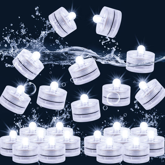 JINHEZO Submersible LED Light, Tea Lights, Pond Underwater Small LED Lights, Battery Operated 125 Hours, for Wedding Home Vase Festival Party