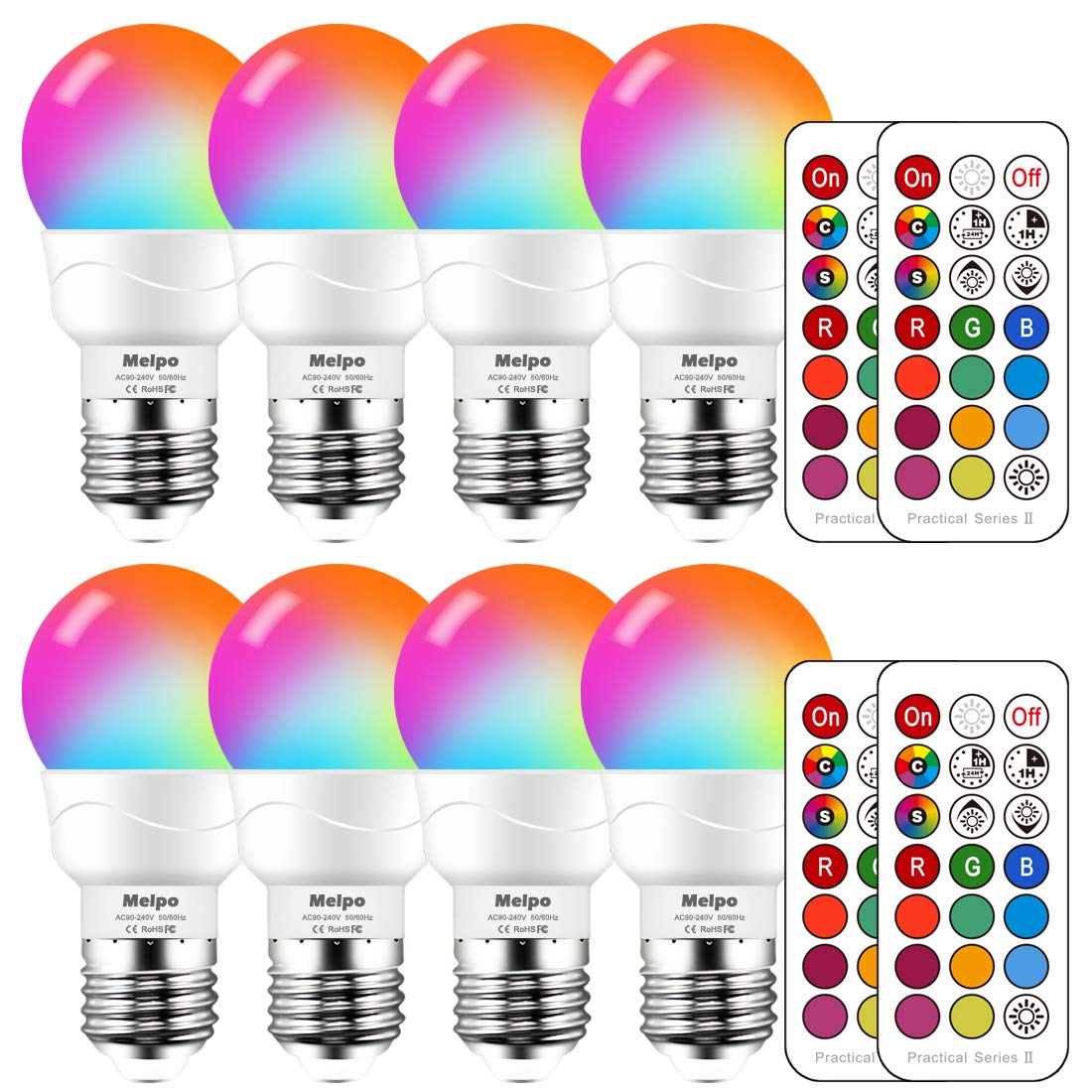 LED Color Changing Light Bulb with Remote Control, 5W 40W Equivalent, 500LM