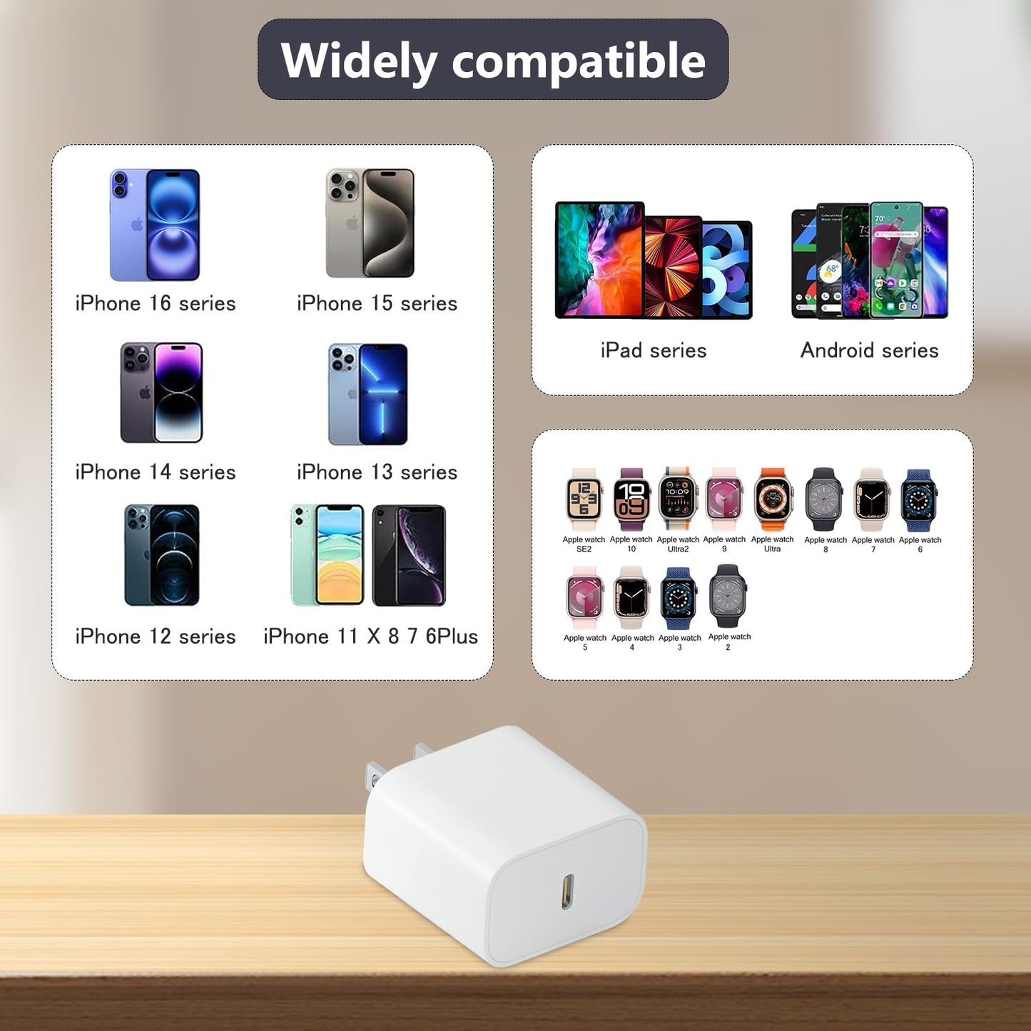 20W Fast USB Charger C Block for Apple Watch iPhone 17 16 15 14 Pro Max