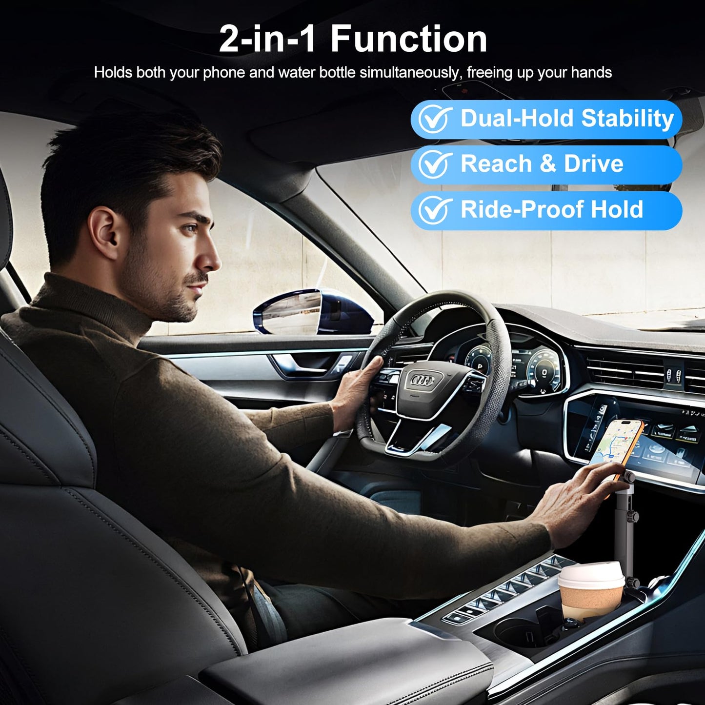Vitog 2-in-1 MagSafe Car Mount, 2026 Hands Free Phone Holders for Your Car, Strong Magnetic Cup Holder Phone Holder for iPhone 17-12 Pro Max, Samsung