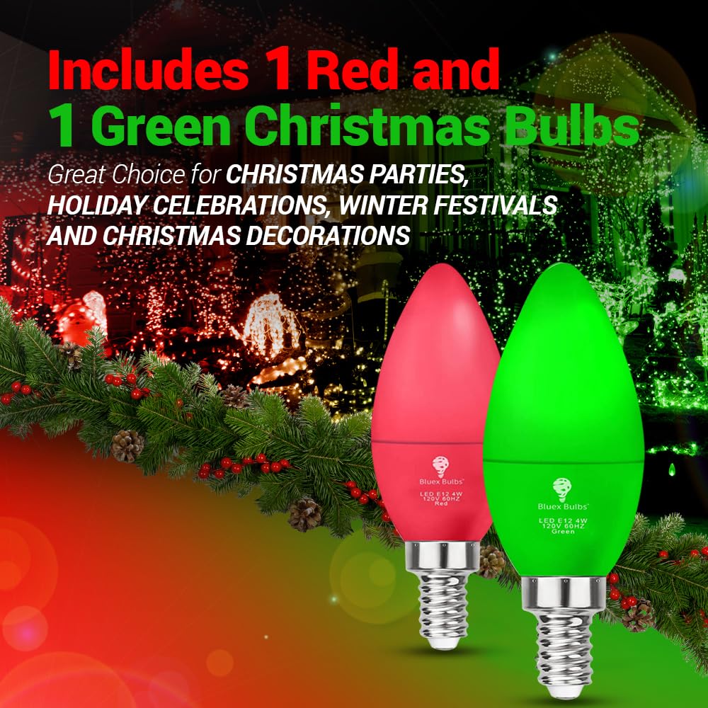 6 Pack BlueX LED Red Light Bulb - 4W (40Watt Equivalent) - E12 Base Red LED Bulb, Party Decoration, Porch, Home Lighting, Holiday Lighting, Chandelier