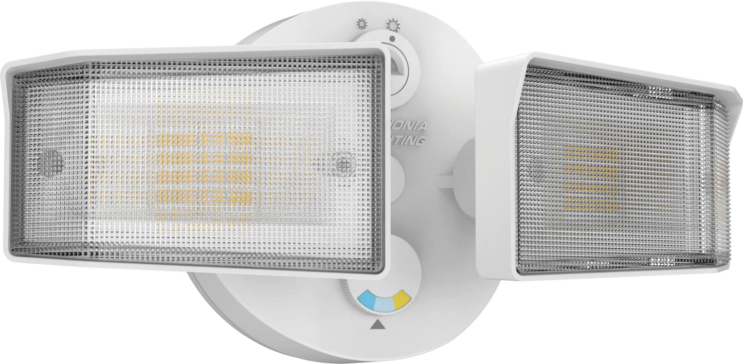 Lithonia Lighting HomeGuard 2-Light LED Outdoor Flood Lights, Outdoor LED Lights, Dusk to Dawn Sensor, Adjustable Lumens, Selectable Color, Square