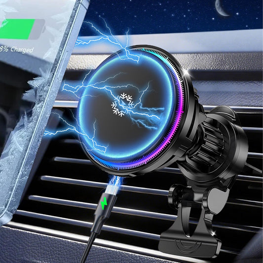 Upgraded TEC and Fan Phone Cooling Magnetic Wireless Car Charger, for MagSafe Car Charger Mount, RGB, Air Vent 15W Fast Charging Car Phone Holder