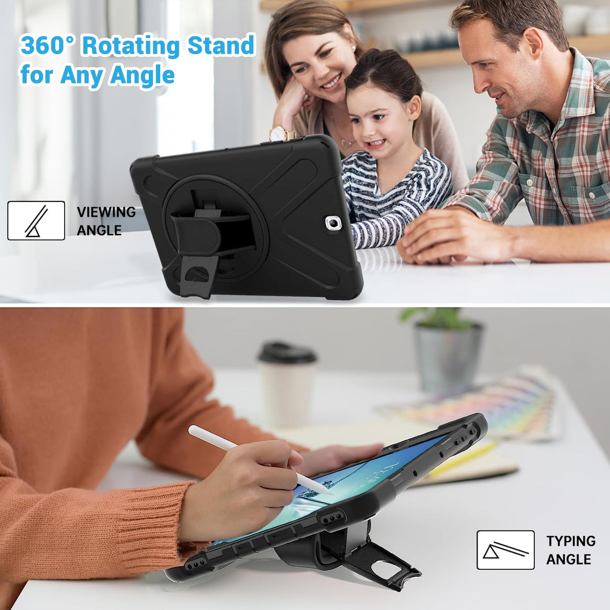 DreamerX for Samsung Galaxy Tab S2 9.7 Case, Heavy Duty Rugged Full-Body Drop Protection Multi-Angle Viewing Shockproof Silicone Cover with 360 Degree