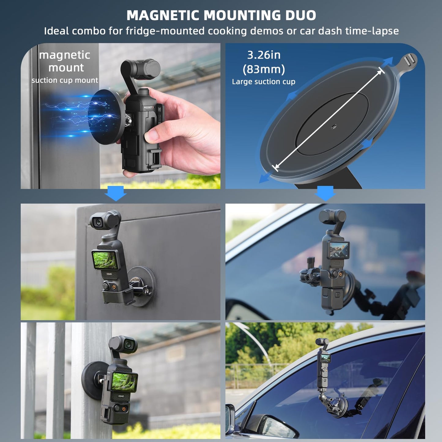 BRDRC 22 in 1 Pocket 3 Accessories Kit, Including Hard Case, Suction Car Mount, Tripod, Magnetic, Desktop Base, Selfie Stick, Chest Head Strap, Pocket