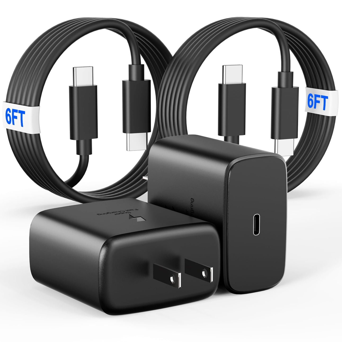 [2 Pack] 2026 45W Super Fast Charger USB C with 6FT Type C Cable, Fast Charging Android Phone Charger for Samsung Galaxy S26 Ultra/S26+/S26/S25