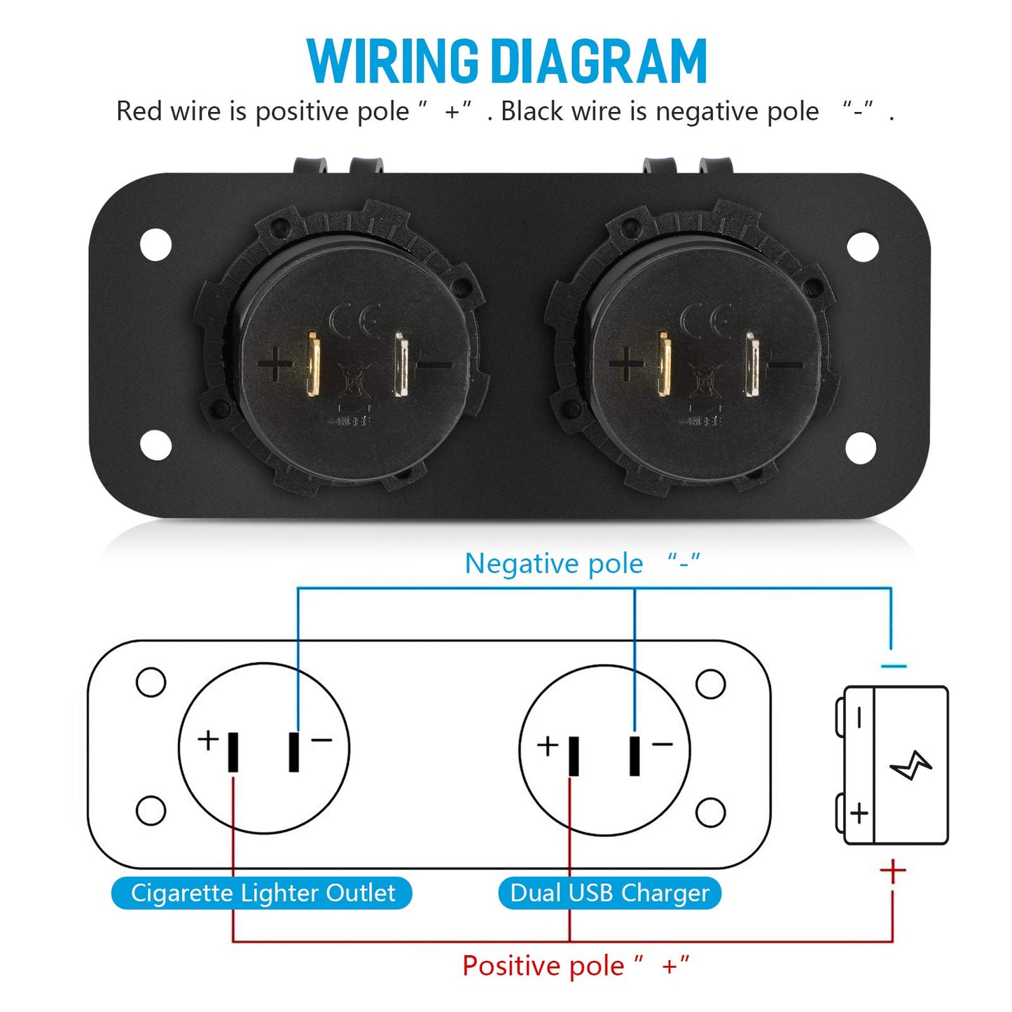 [Upgraded] Cigarette Lighter Socket Outlet Splitter, Quick Charge 3.0 USB Charger Power Outlet with LED, 12V USB Outlet Marine Waterproof Power Panel
