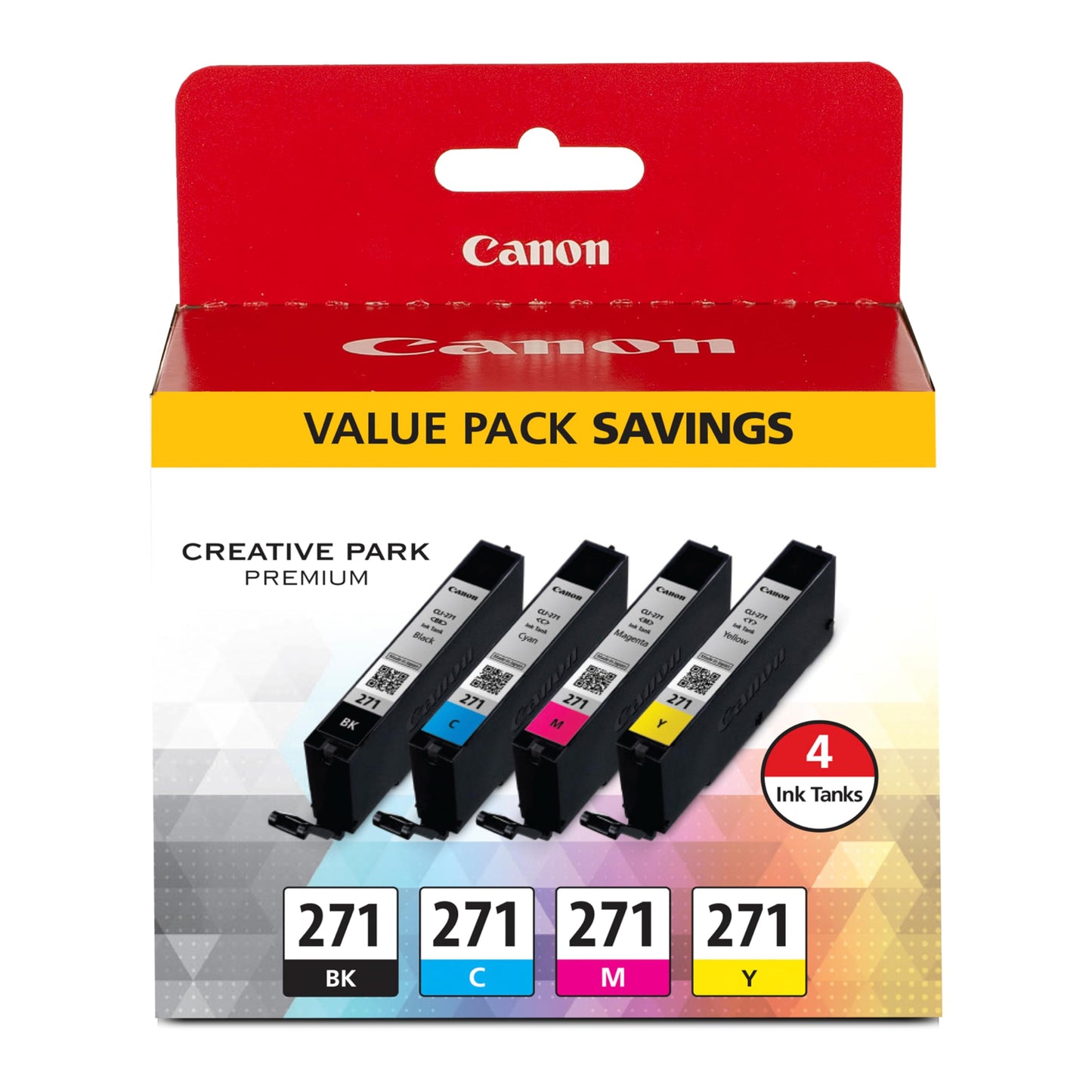 Canon CLI-271 Genuine BK/CMY 4 Color Value Pack, Compatible with MG6820, MG6821, MG6822, MG5720, MG5721, MG5722, MG7720, TS5020, TS6020, TS8020,