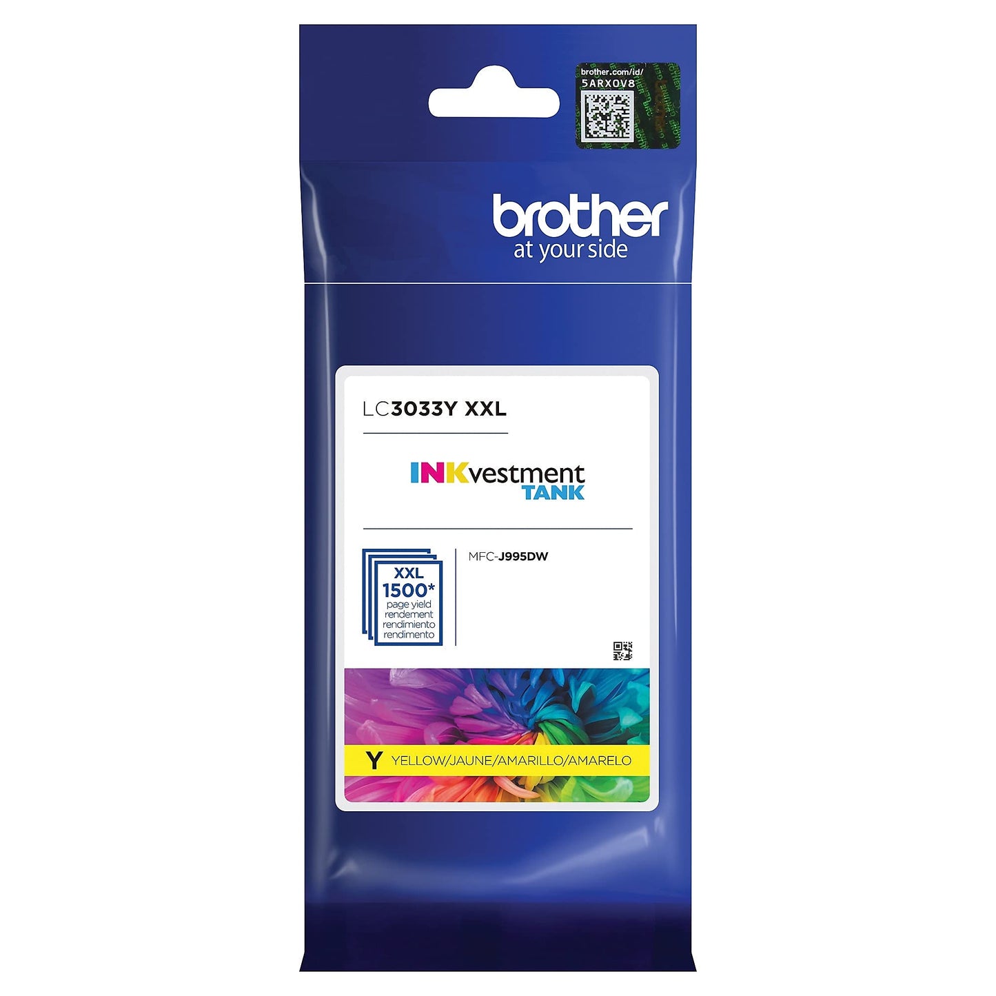 Brother Genuine LC3033Y, Single Pack Super High-Yield Yellow INKvestment Tank Ink Cartridge, Page Yield Up to 1,500 Pages, LC3033, Amazon Dash