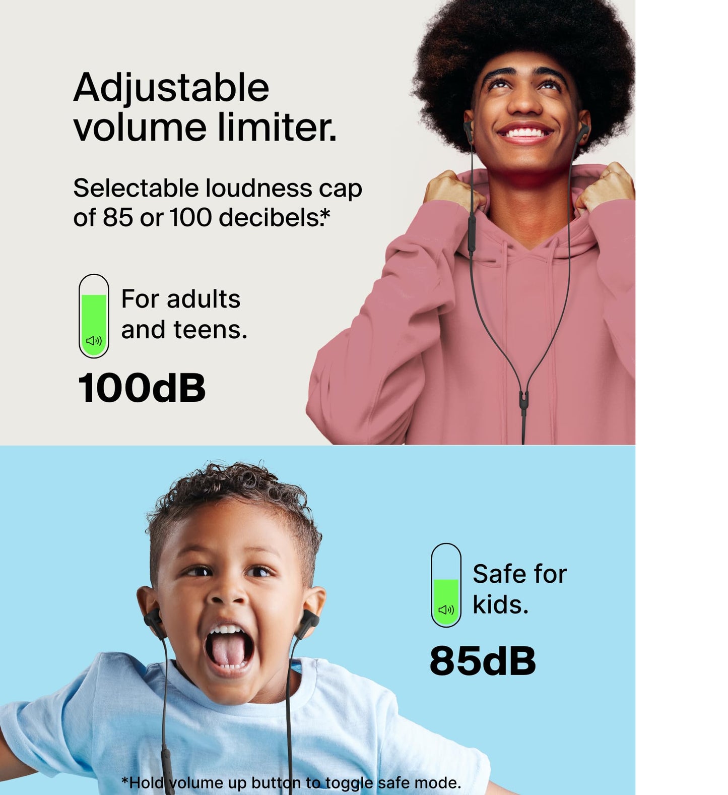 Belkin USB-C Wired Earbuds, Adjustable Volume Limiter, IPX5