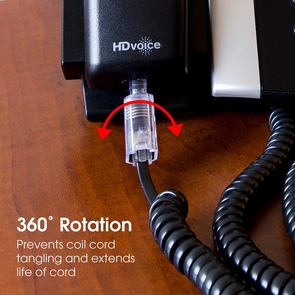 Power Gear Telephone Cord Detangler, 10 Pack, Tangle-Free 360 Degree Rotation, Plug into Landline Phone Handset, for Use in Home or Office, All
