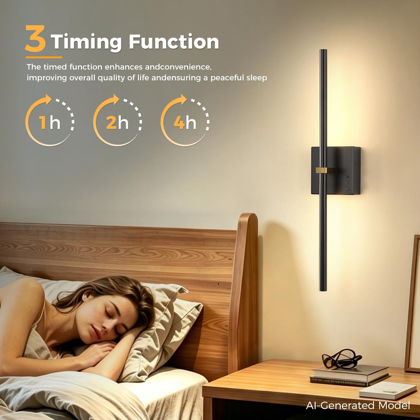 Joossnwell Battery Operated Wall Sconces Set of 2, Rechargeable Wall Light Wireless with Remote, Modern Wall Lamp 360° Rotate, Black 3CCT Sconce Wall