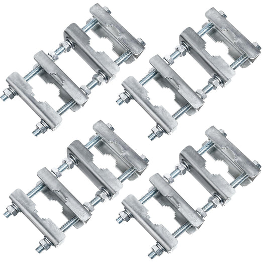 4 Sets Antenna Mast to Mast Clamp Bracket Kit with V Jaw Blocks for 1"-2.5" OD Poles, Heavy Duty Mounting Hardware for Ham TV Network Antennas