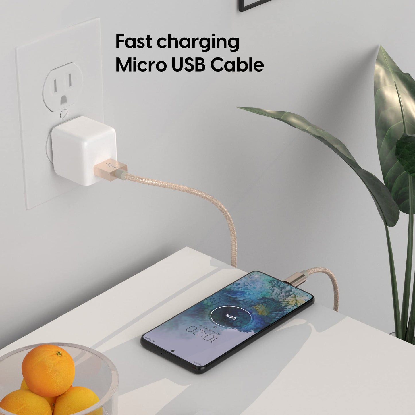 TalkWorks Micro USB Cable 6ft Long Android Cell Phone Charger Braided Heavy Duty Fast Charging Cord for Samsung Galaxy S6 / S7, Tablet, Bluetooth