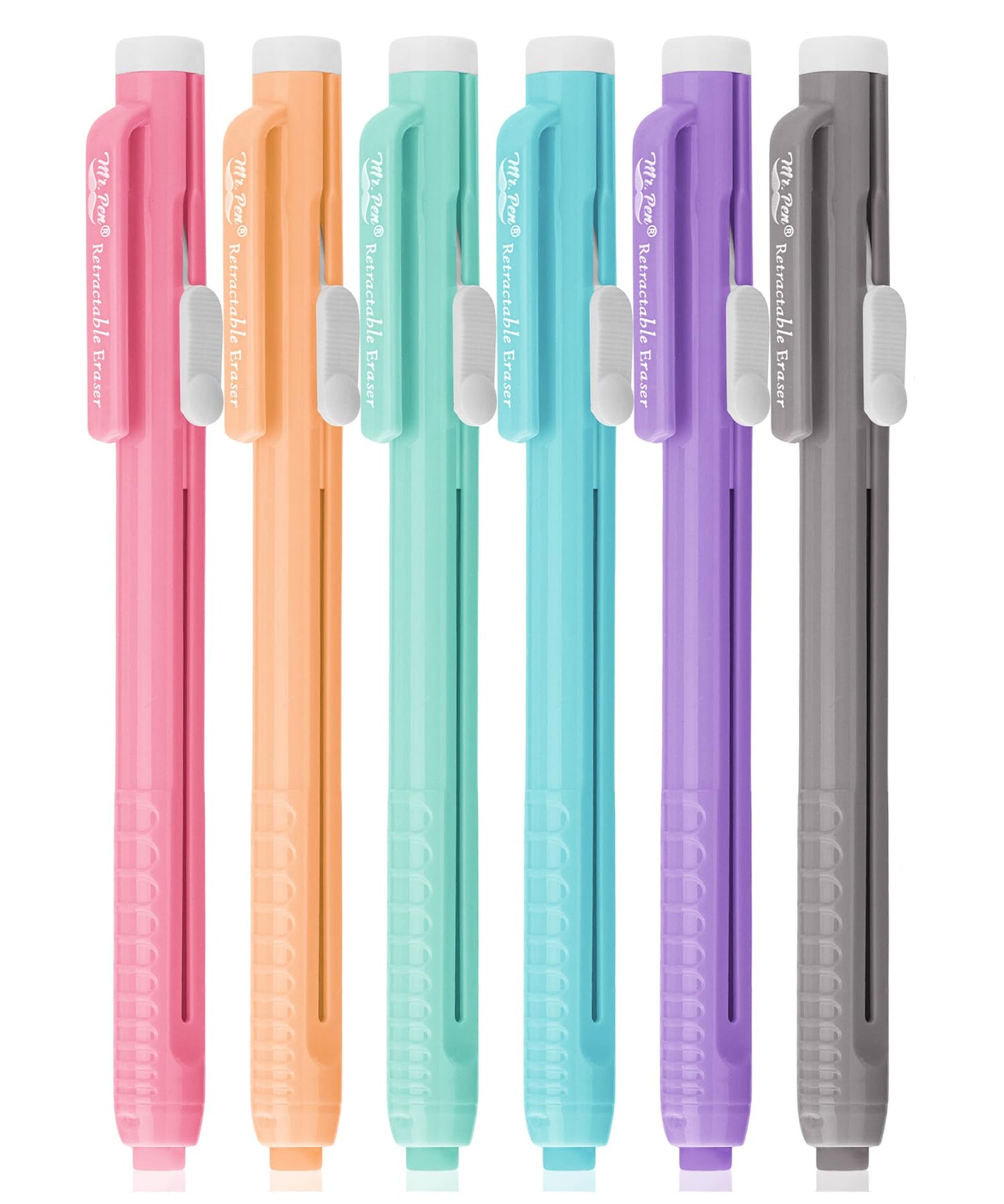 Mr. Pen- Retractable Mechanical Eraser Pens, 6 Pack, Vibrant Colors | Latex-Free Precision Pencil Erasers for Artists, Students, Drawing, Sketching