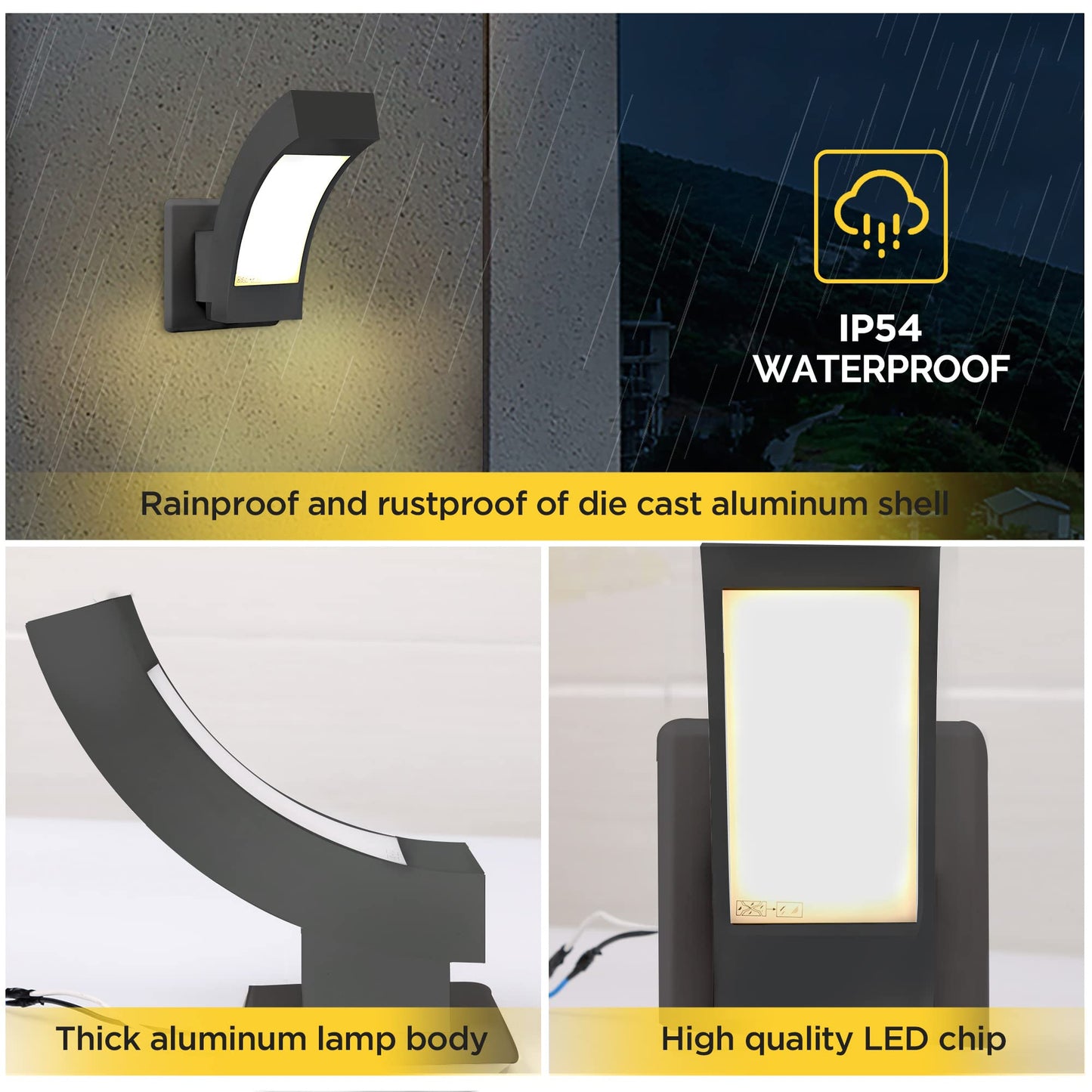 Lustrlach Modern Outdoor Wall Light LED Exterior Light Fixture Waterproof Porch Light Wall Mount Sconce 600LM 7.5W for House Garage Patio Garden Front