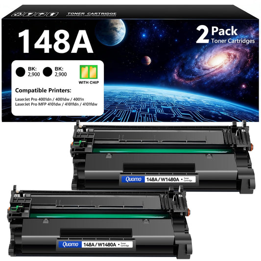 148A Toner Cartridge Black 2-Pack Compatible for HP LaserJet Pro 4001dn 4001dw 4001n MFP 4101dw 4101fdn 4101fdw 4001 4101 Series Printer Replacement