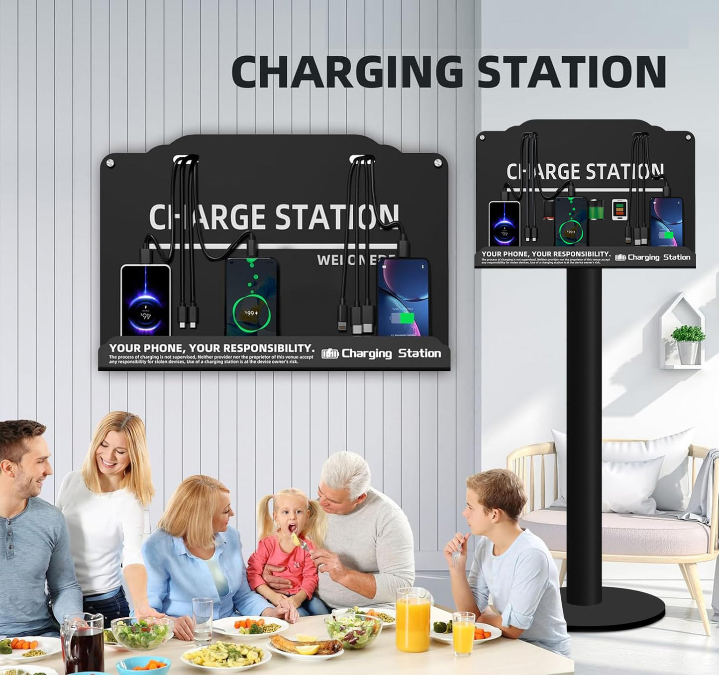 Floor Stand Cell Phone Charging Station Mobile Phone Charging Station | Fast Charging 8 Device | Compatible with Apple Tablets Android Port | Great