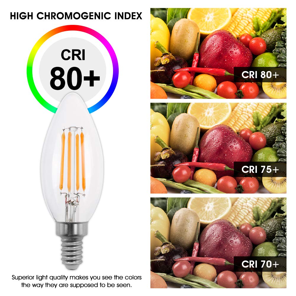 New Lights Candelabra Led Bulbs Dimmable, 2W Dimmable E12 Chandelier Light Bulbs, 2700K, B11 C35 Filament Led Candle Light Bulbs (Warm White, 6 Pack)