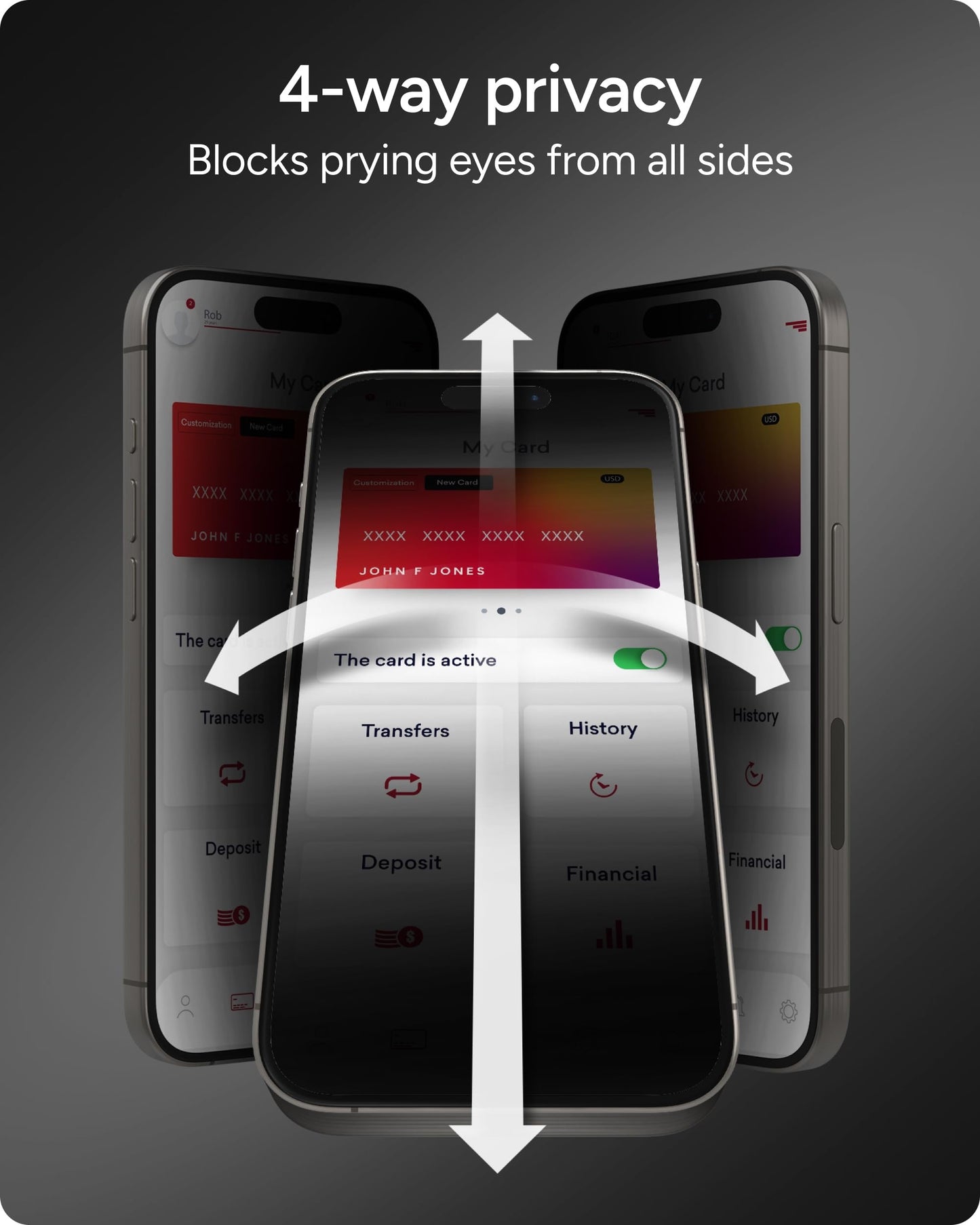 ZAGG Glass Elite Privacy 360 Screen Protector for iPhone 16 Plus / 15 Plus - 4-Way Privacy, Ultra-Strong Tempered Glass, 5X Stronger