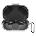 POZCIS [with Safety Lock] for JBL Endurance Peak 3 Case Cover, Clear Soft TPU Protective Earbuds Case with Carabiner Accessories Set(Clear)