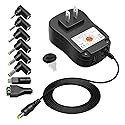 Powseed 45W Universal AC Adapter with 5V 2A USB Port 5V 6V 7.5V 9V 12V 13.5V 15V 3A 2A 1A DC Power Supply Cord with 8 Tips Micro USB 5.5x2.1mm…