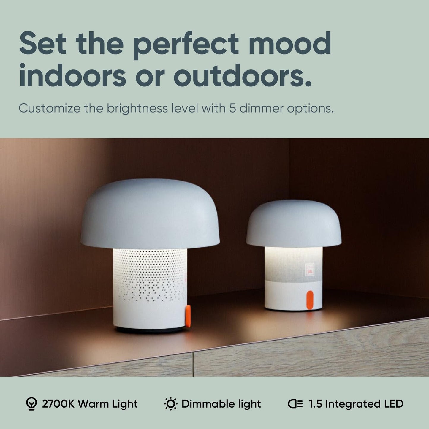 Kooduu Sensa Play Mini Bluetooth Speaker Light with Sound by JBL - Cordless, Rechargeable Speaker & Light with Touch Control for Indoor/Outdoor Use