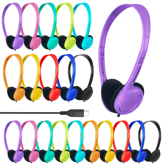 ZXQZYM USB C Headphones Bulk 20 Pack for Classroom School Kids,USB Type C Headphones Class Set Compatible with Pad Smartphones Tablet Travel Computer…