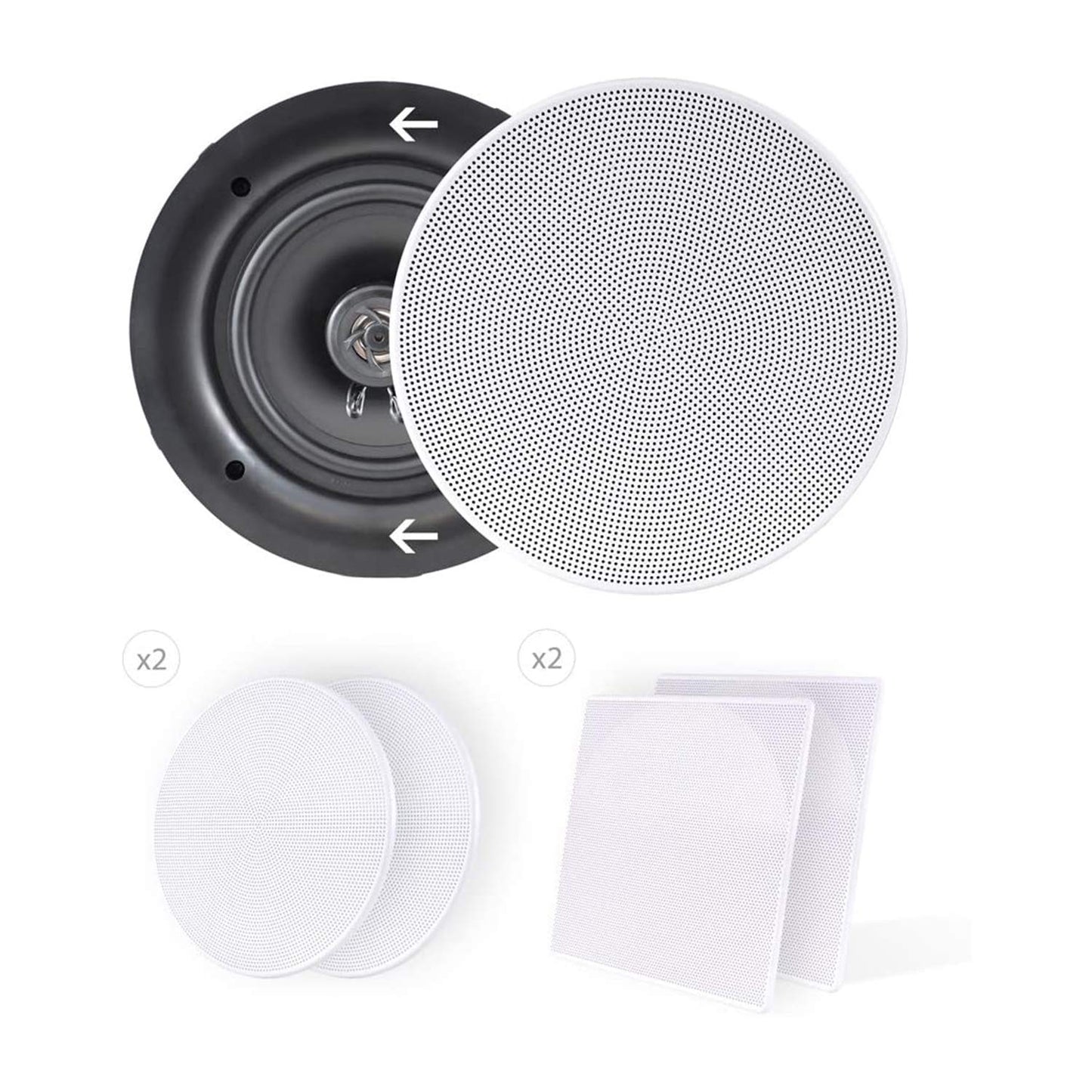 Pyle 5.25'' In-Wall/In-Ceiling Dual Speakers (Pair) - 2-Way Woofer Speaker System 1/2” Polymer Tweeter Flush Mount w/ 80Hz - 20kHz Frequency Response