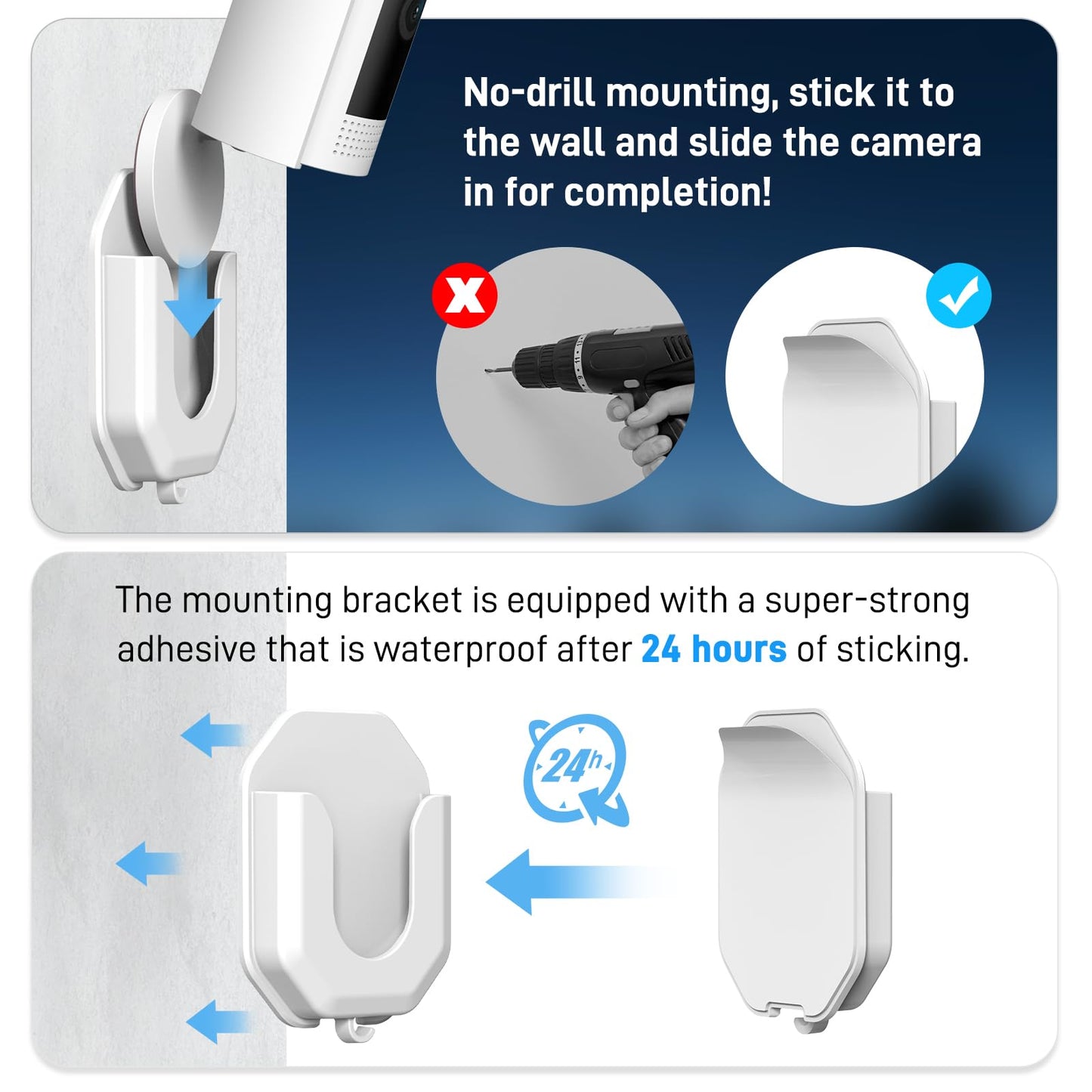 Blink No Drill Mount Bracket Compatible with Blink Mini 2 and Mini 2K/ Blink Outdoor 4 and Outdoor 2K Camera Adhesive Wall Mount(2Pack