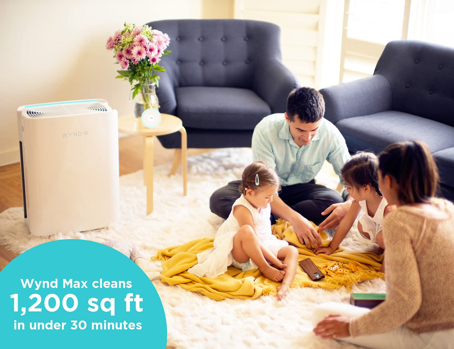 Wynd Max Home Air Purifier (Consumer Version) - App and Alexa Enabled, Smart Purification - HEPA Filter - For Home, Office, Large Spaces - 1200 sqft |