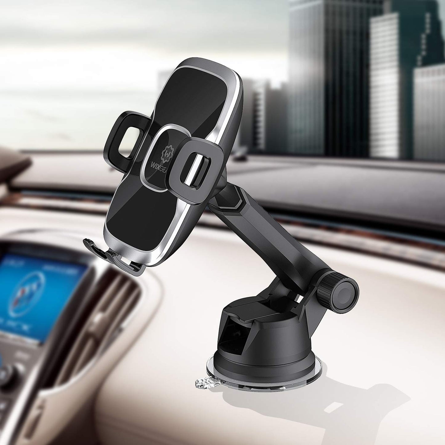 WixGear Phone Holders for Your Car - Dashboard & Windshield Car Phone Holder Mount with 60° Rotation, Strong Double Lock Suction Cup, Soft Anti-Slip