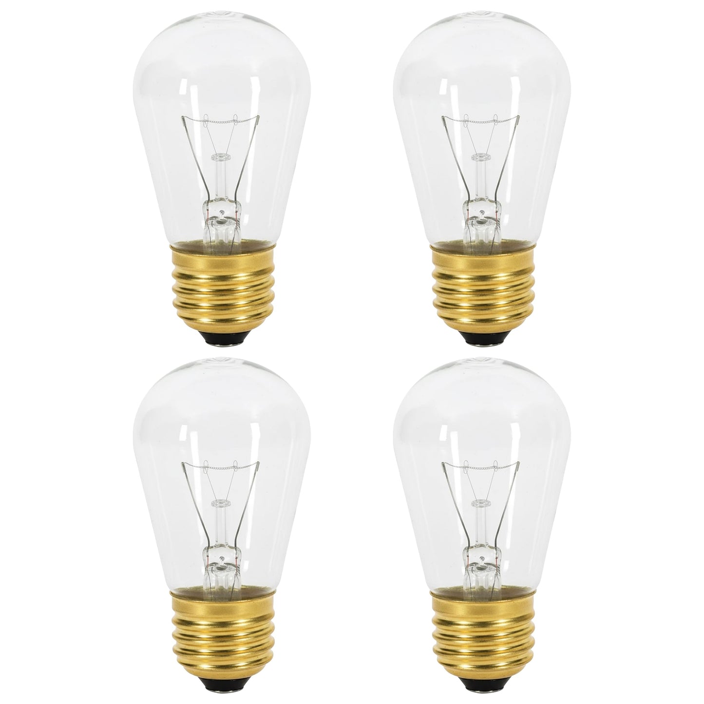 OHLECTRIC S14 Clear White String Light Bulbs with E26 Base | 11W Dimmable Colored Bulbs | 130V Sign Light Bulbs, Suitable for String Light | 4-Pack