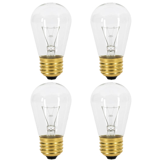 OHLECTRIC S14 Clear White String Light Bulbs with E26 Base | 11W Dimmable Colored Bulbs | 130V Sign Light Bulbs, Suitable for String Light | 4-Pack
