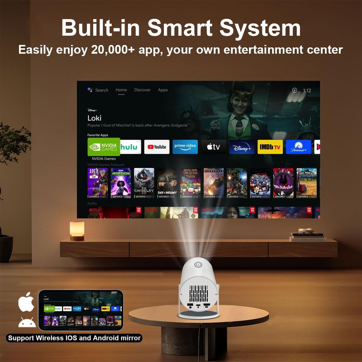[Ultra-Slim 2.69 " ?High Brightness] HY300 Pro Projector, Portable 4K Projector with WiFi Bluetooth Android 13 1080P Support, Auto Keystone
